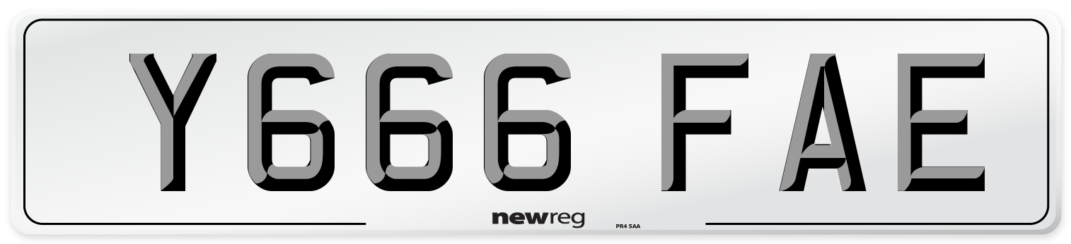 Y666 FAE Number Plate from New Reg